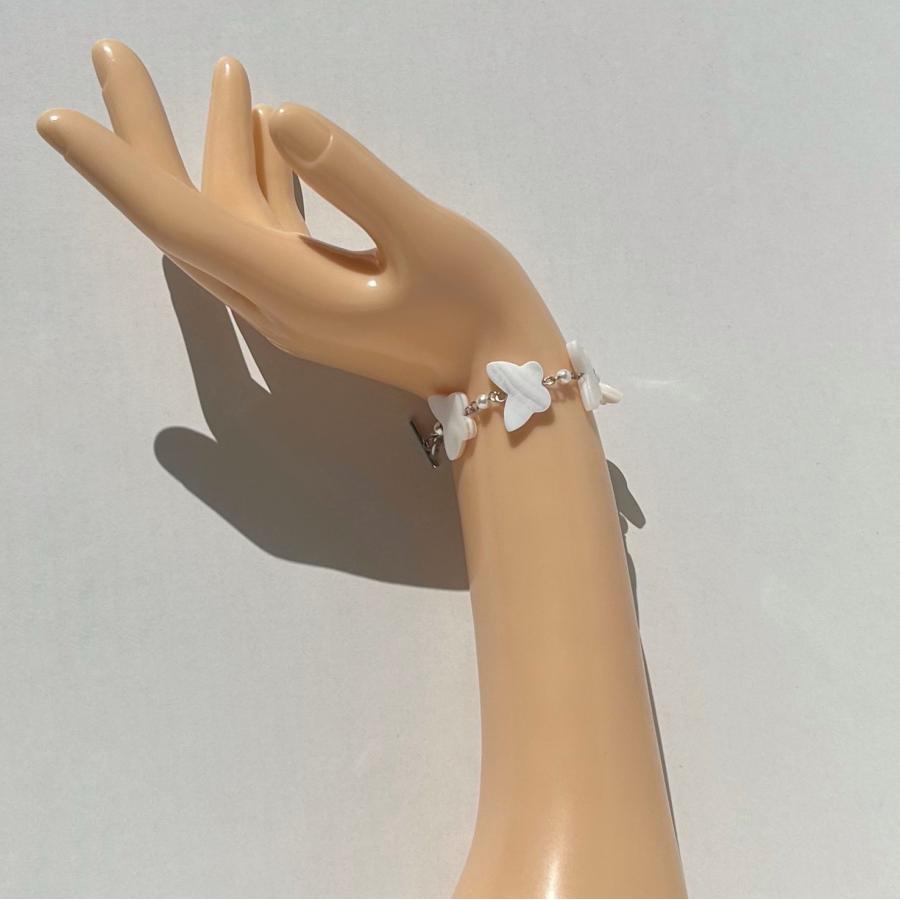 バタフライシェルパールマンテルステンレスブレスレット  2025年春夏新作　ハンドメイトアクセサリー ブレスレット |  | 06