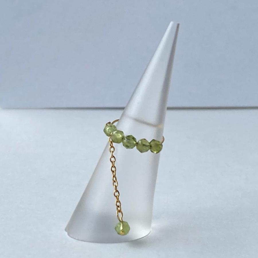 ペリドットサージカルステンレスピンキーリング　2023年春夏新作　ハンドメイドアクセサリー 金属アレルギー対応　天然石　8月誕生石 |  | 01