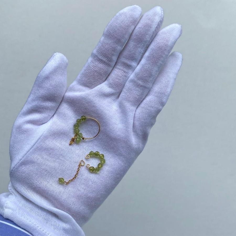 ペリドットサージカルステンレスピンキーリング　2023年春夏新作　ハンドメイドアクセサリー 金属アレルギー対応　天然石　8月誕生石 |  | 02