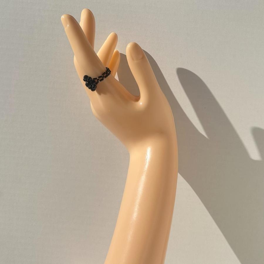 ブラックオニキスフラワーリング　2024年春夏新作　ハンドメイドアクセサリー 金属アレルギー対応　天然石 |  | 10