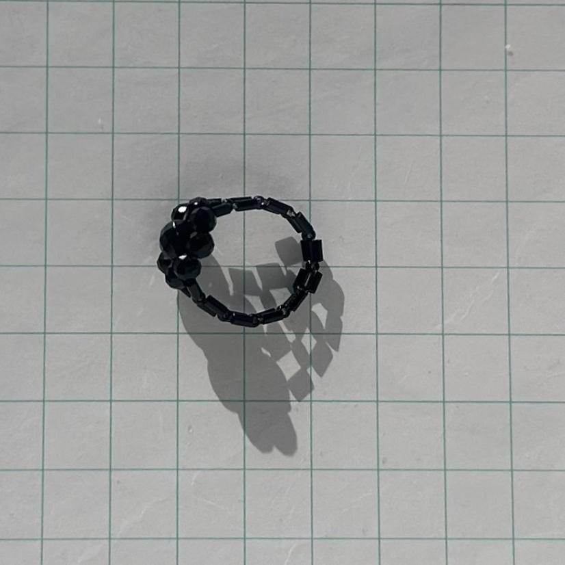 ブラックオニキスフラワーリング　2024年春夏新作　ハンドメイドアクセサリー 金属アレルギー対応　天然石 |  | 08