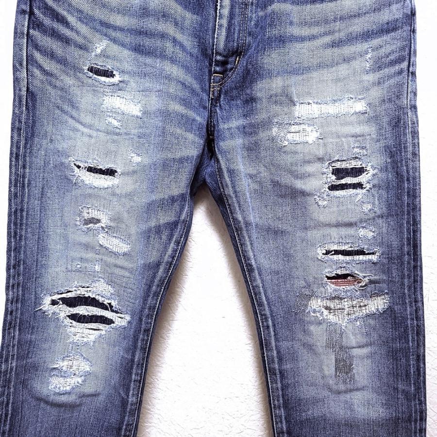 W362　Ron Herman Denim ロンハーマン ダメージリペア加工 デニム パンツ ジーンズ W29 スリムストレート 2920600142  日本製 ●60