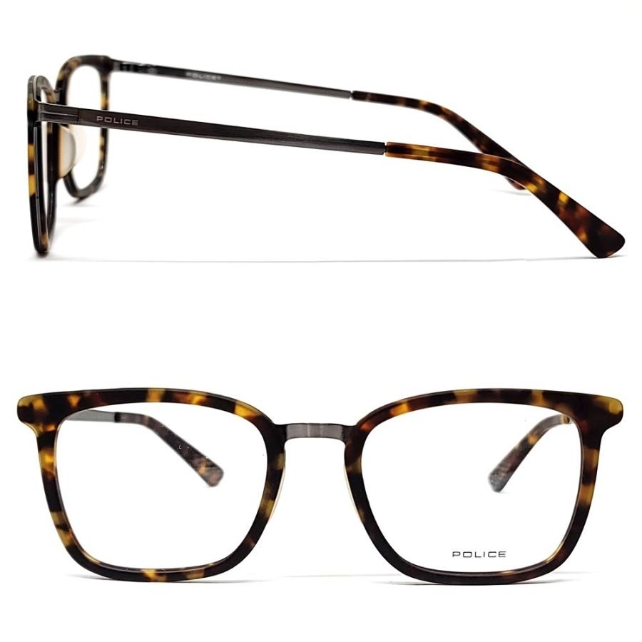 WB382　POLICE ポリス　メガネフレーム 眼鏡 ウェリントン ステンレス アセテート フルリム マットブラウン VPL425J 50□19-140 ●60