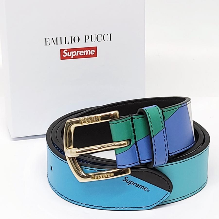 WB525　Supreme EMILIO PUCCI シュプリーム エミリオ・プッチ 21SS Belt レザー ベルト ブルー S/M  Fantasia ●60 :WB525:エコパーク ヤフー店 - 通販 - Yahoo!ショッピング