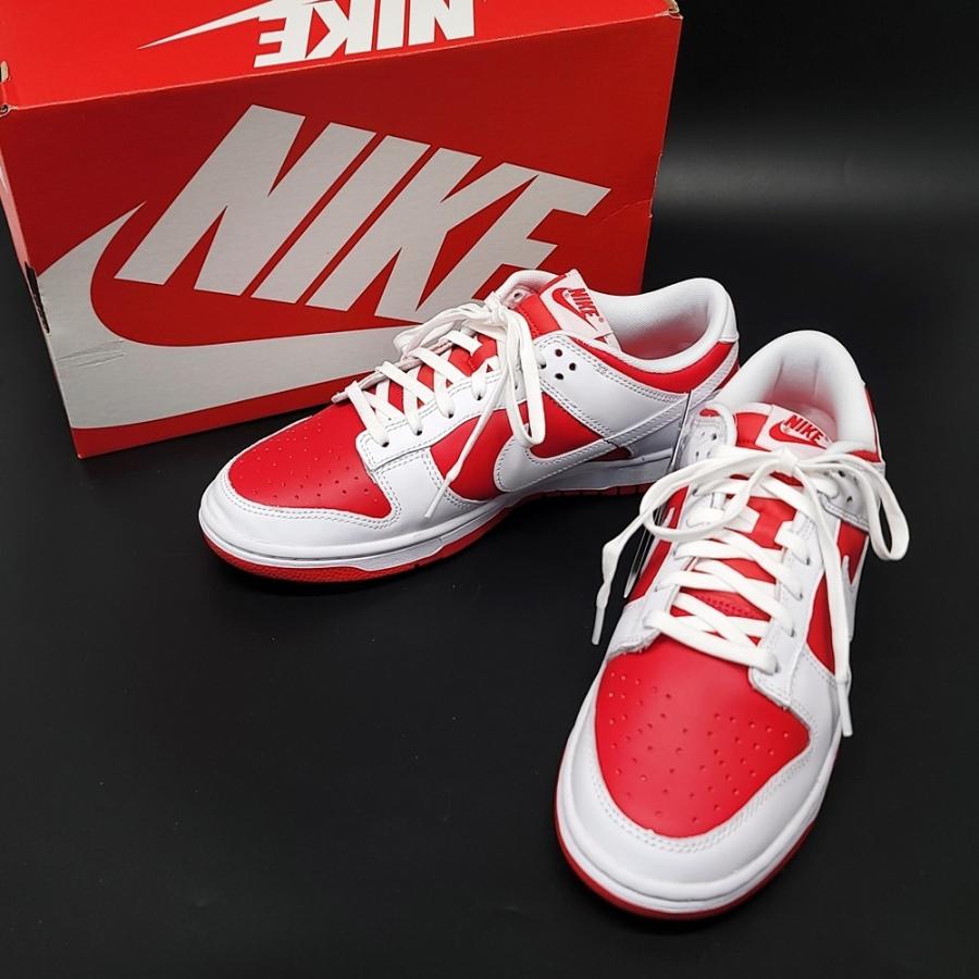 WB677　NIKE ナイキ DUNK LOW RETRO CHAMPIONSHIP RED ダンク ローカット レトロ DD1391-600 US9 27cm ホワイト レッド スニーカー ●80｜ecopark