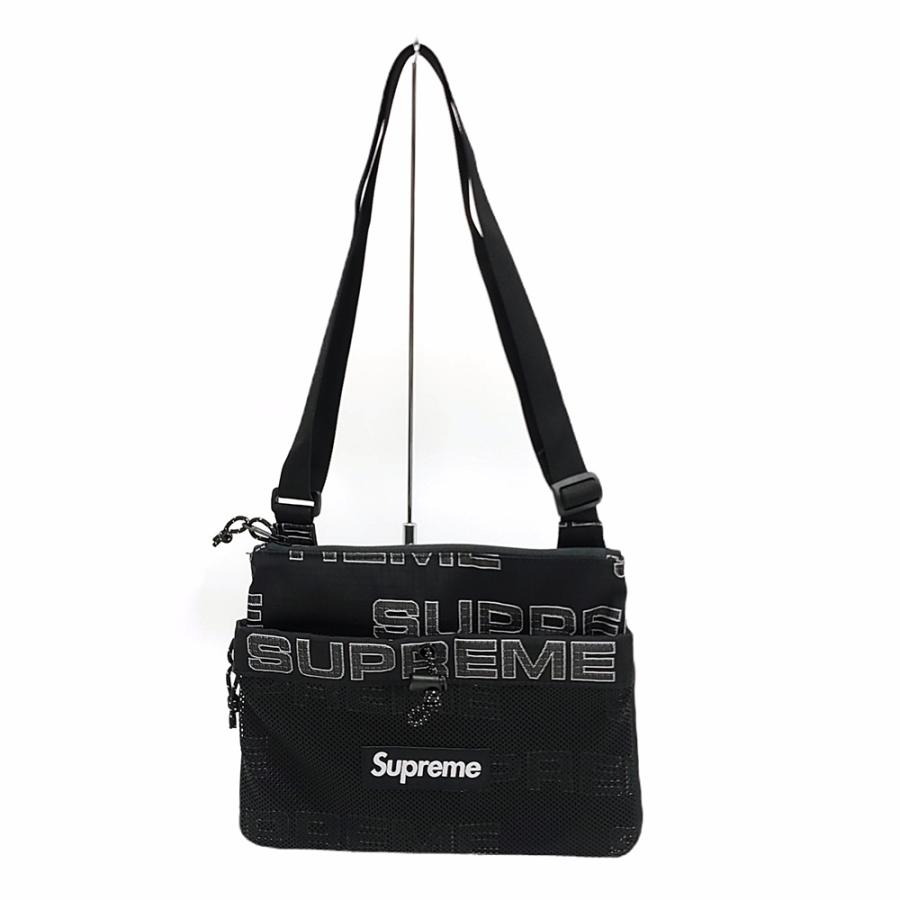 WC026 Supreme シュプリーム 21FW Week1 Side Bag リピート ロゴ サイドバッグ ブラック ショルダーバッグ