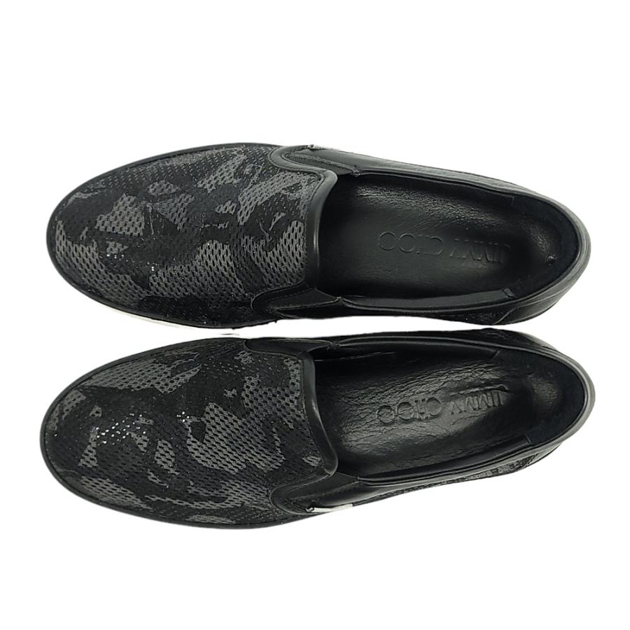 WC393 JIMMY CHOO ジミーチュウ メッシュ グリッター 迷彩 スリッポン 