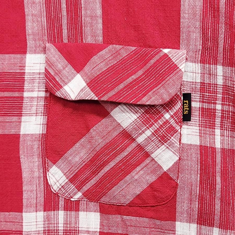 WC456 RATS ラッツ COTTON CHECK SHIRT オープンカラー コットン チェックシャツ 長袖 Lサイズ レッド 23'RS-0409 ●60｜ecopark｜04