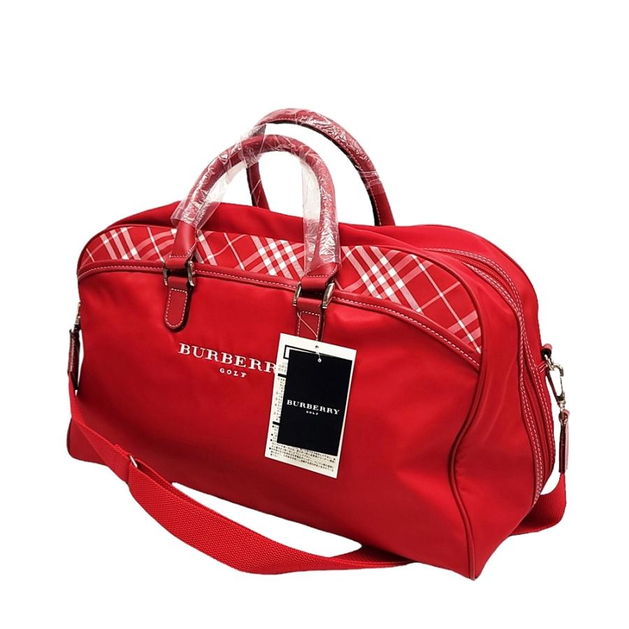 WC680B BURBERRY GOLF バーバリー ゴルフ 2way ボストンバッグ ショルダーバッグ レッド ナイロン レザー シューズポケット/40