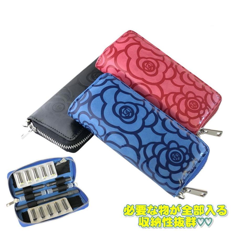 プルームテック用 ケース コンパクト プルームテックケース おしゃれ 大容量 アクセサリー PU レザー たばこカプセル 2個収納 カメリア柄  プルームテックケース | 