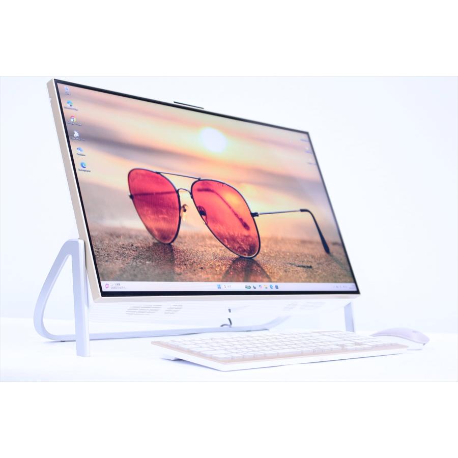 即配 良品 パワフルモデル Corei7 ESPRIMO FH77/D1 ホワイトxゴールド i7-8750H 8G 256G+1.0TB 23.8FHD Office キーボード付 オールインワン AAA評価の画像
