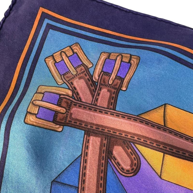HERMES（エルメス） サングル カレ90 タグ付き シルク スカーフ ブルー