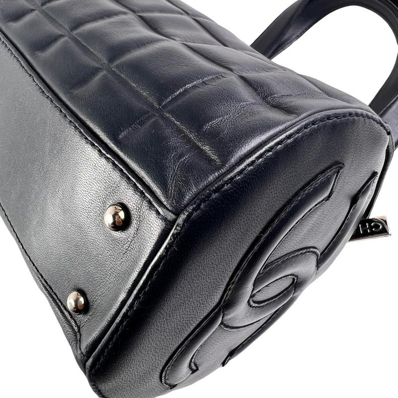 CHANEL シャネル ココマーク チョコバー レザー ハンドバッグ ブラック A-11971の画像