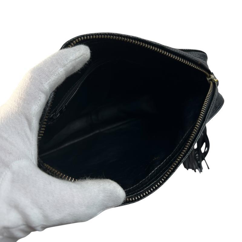 CHANEL シャネル ココマーク フリンジ リザード ショルダーバッグ ブラック A-12124の画像