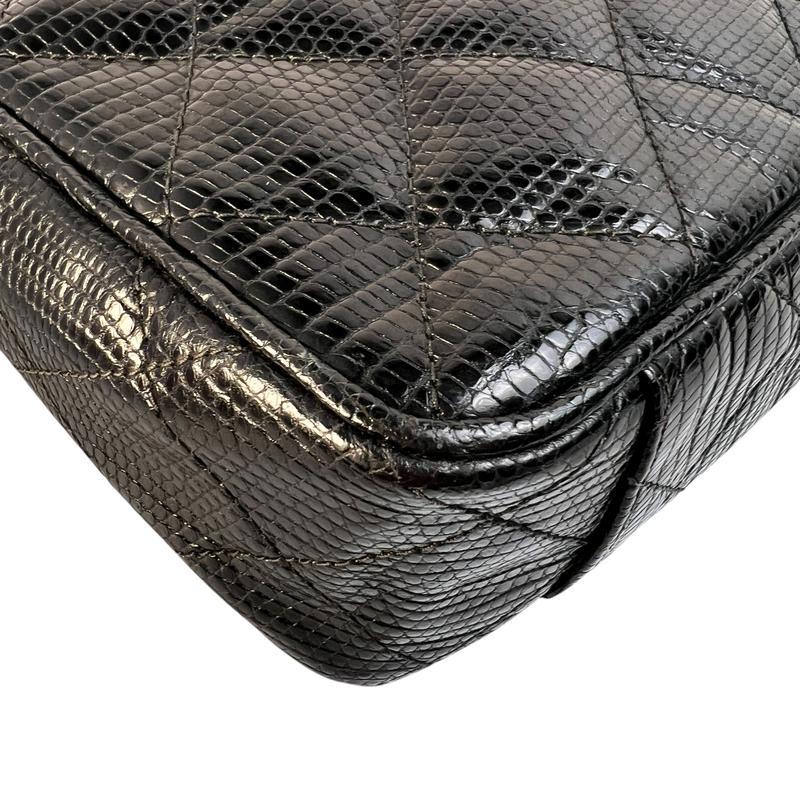CHANEL シャネル ココマーク フリンジ リザード ショルダーバッグ ブラック A-12124の画像