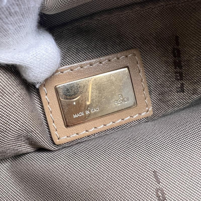 FENDI フェンディ ズッキーノ ロゴ キャンバス ハンドバッグ ベージュ A-12636の画像