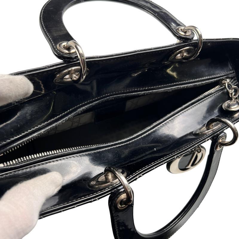Dior   カナージュ エナメル ハンドバッグ ブラック A-12707の画像