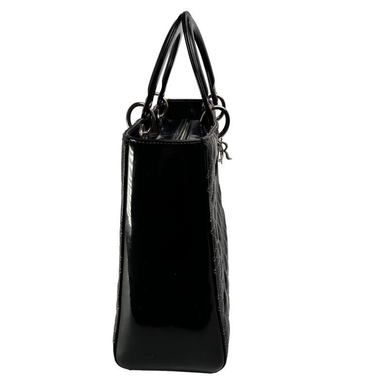 Dior   カナージュ エナメル ハンドバッグ ブラック A-12707の画像