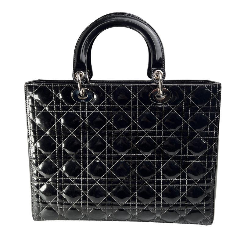 Dior   カナージュ エナメル ハンドバッグ ブラック A-12707の画像
