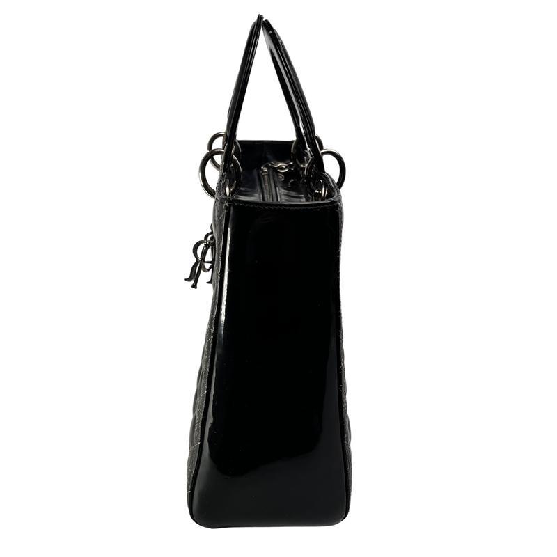 Dior   カナージュ エナメル ハンドバッグ ブラック A-12707の画像