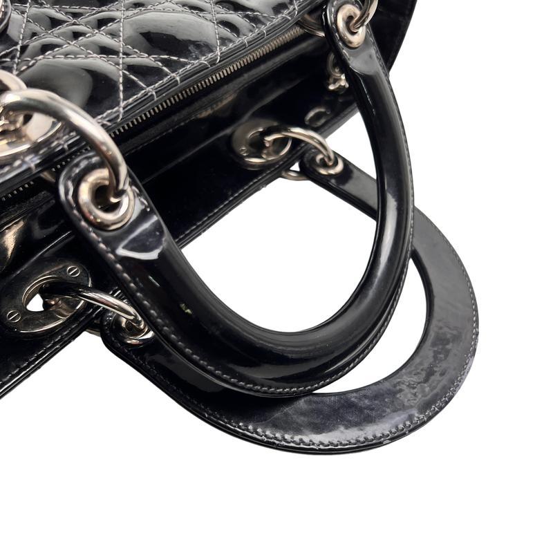 Dior   カナージュ エナメル ハンドバッグ ブラック A-12707の画像