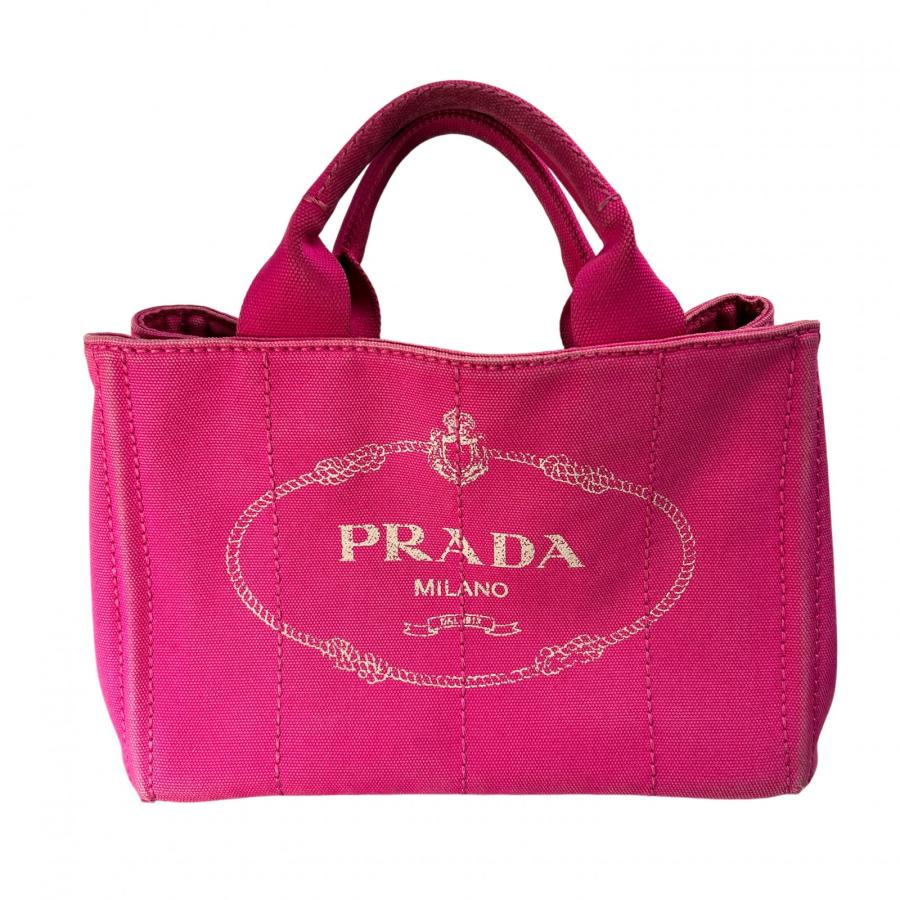 PRADA（プラダ） カナパ 三角ロゴ キャンバス トートバッグ ピンク A