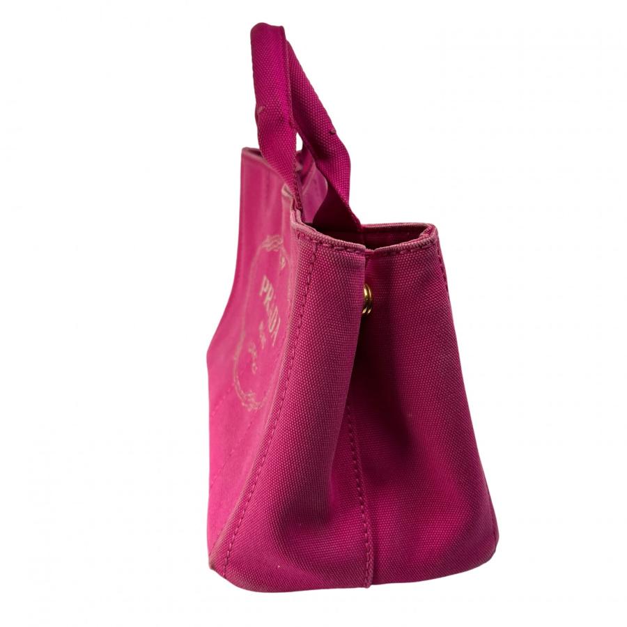 PRADA（プラダ） カナパ 三角ロゴ キャンバス トートバッグ ピンク A
