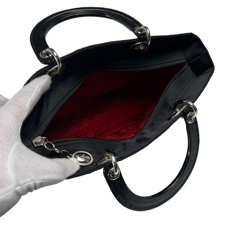 Dior カナージュ ナイロン ハンドバッグ ブラック A-12780の画像