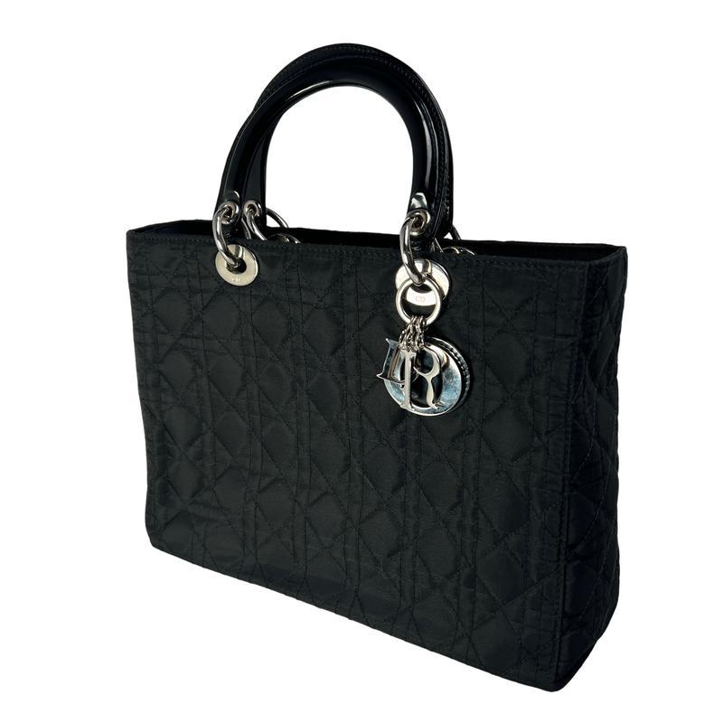 Dior カナージュ ナイロン ハンドバッグ ブラック A-12780の画像