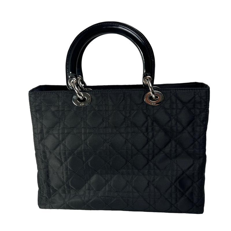 Dior カナージュ ナイロン ハンドバッグ ブラック A-12780の画像