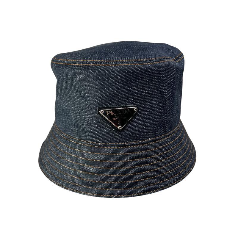 PRADA プラダ 三角ロゴ XL デニム 帽子 紺 A-12855