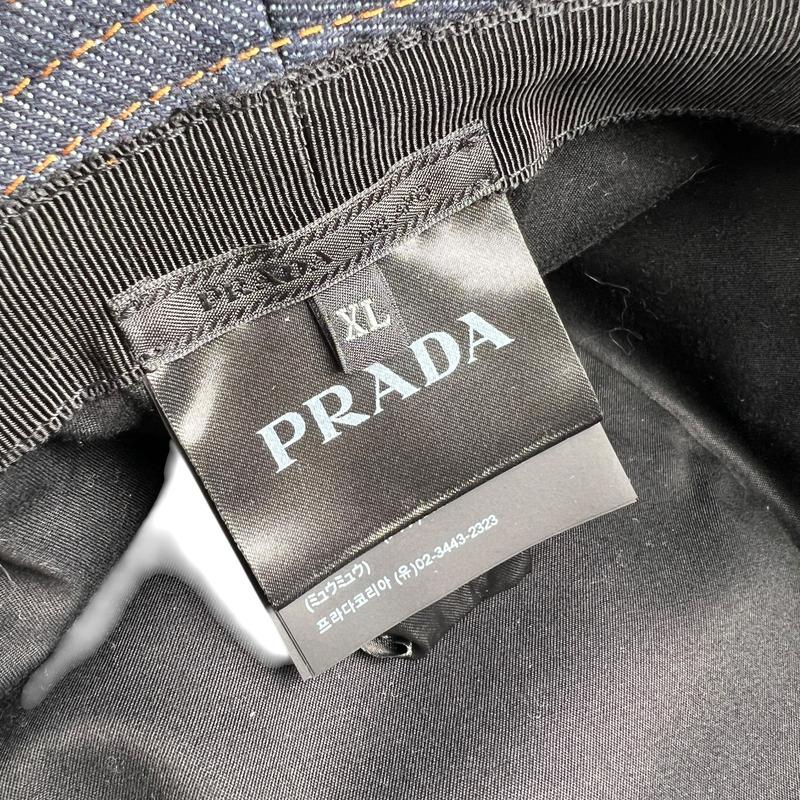 PRADA プラダ 三角ロゴ XL デニム 帽子 紺 A-12855の画像