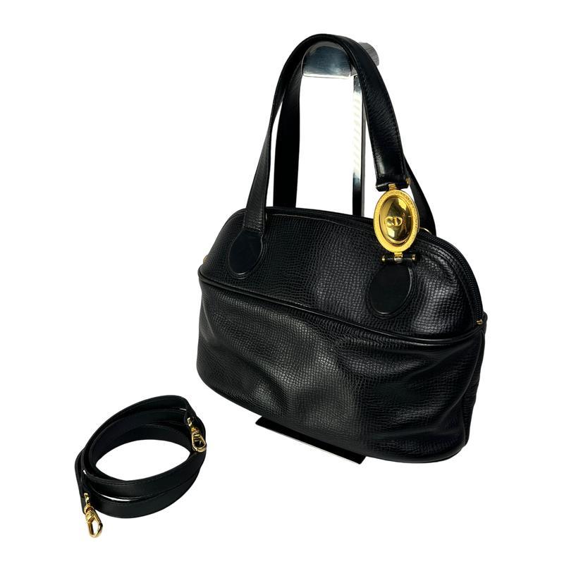 DIOR ディオール CD ロゴ 金具２WAY レザー ショルダーバッグ 黒 A-12894