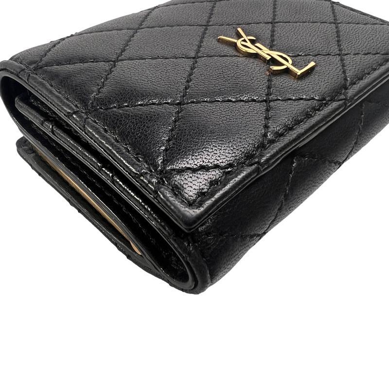 SAINT LAURENT サンローラン YSL がま口 レザー 三つ折り財布 黒 A 
