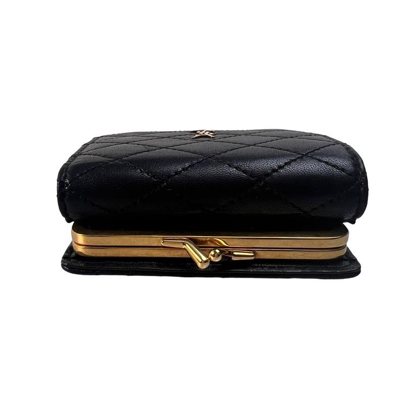 SAINT LAURENT サンローラン YSL がま口 レザー 三つ折り財布 黒 A