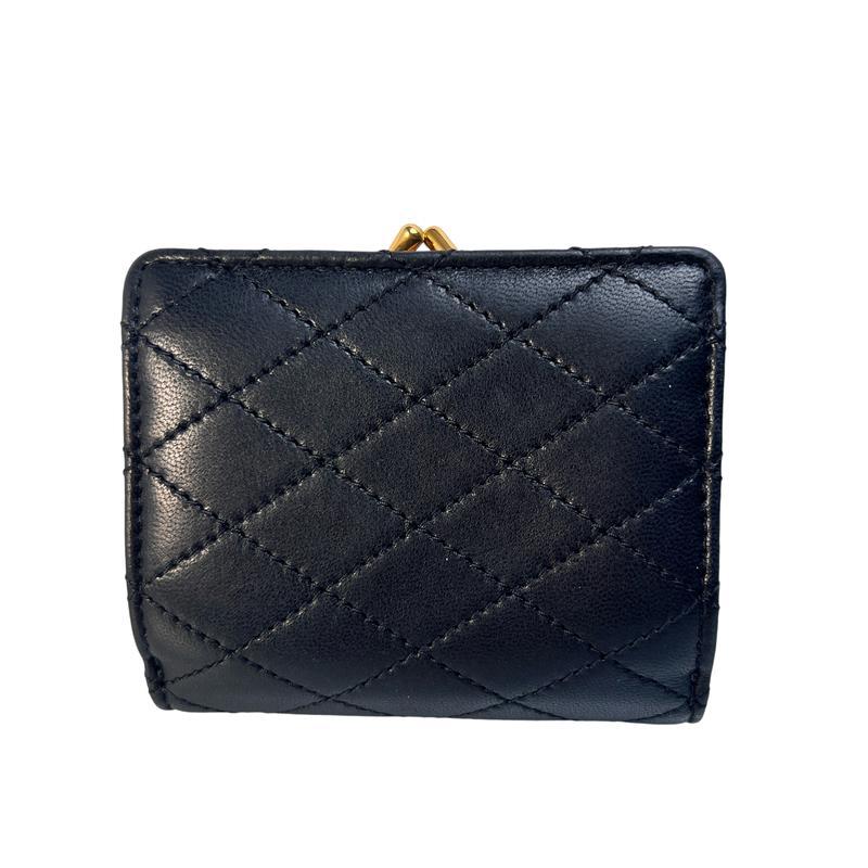 SAINT LAURENT サンローラン YSL がま口 レザー 三つ折り財布 黒 A