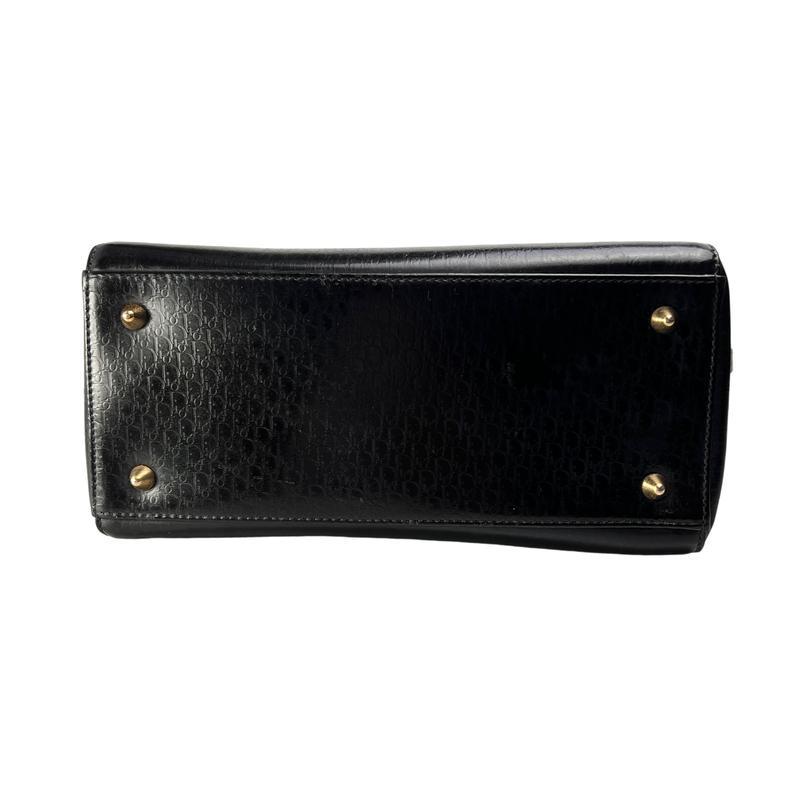 Dior カナージュ２WAY エナメル ハンドバッグ ブラック A-12986の画像