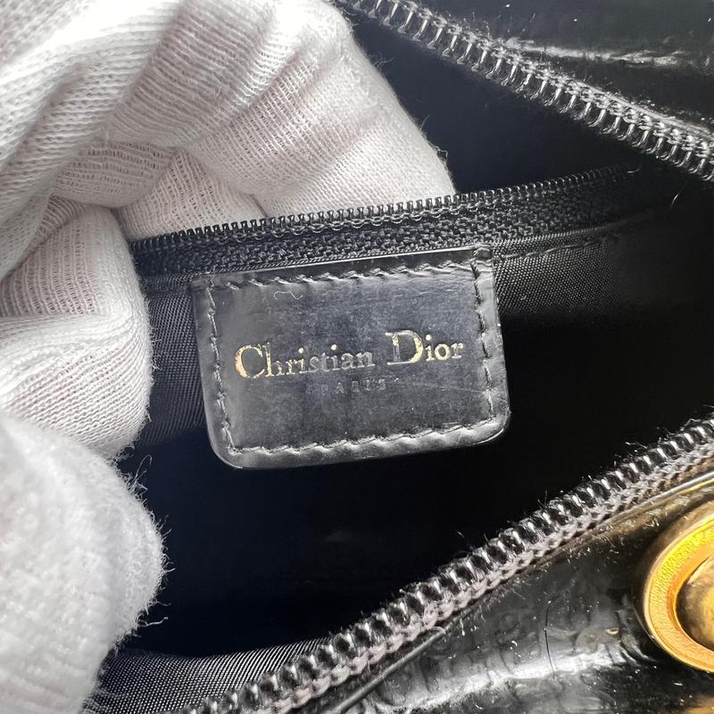 Dior カナージュ２WAY エナメル ハンドバッグ ブラック A-12986の画像