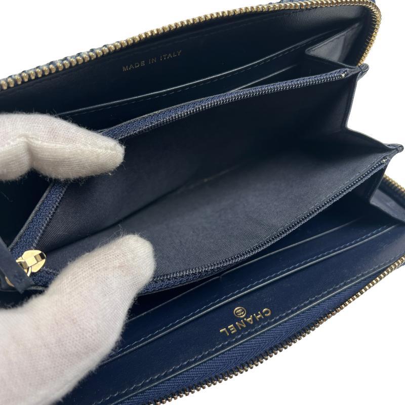CHANEL シャネル ドーヴィル ココマーク 財布 ブルー A-13054の画像