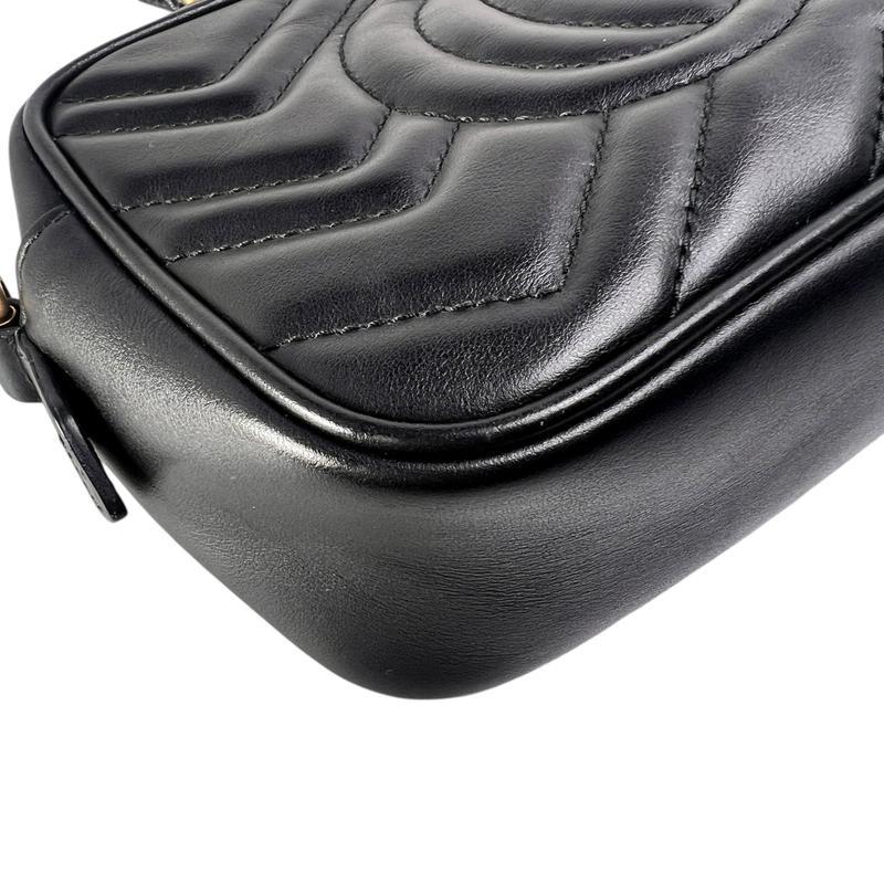GUCCI グッチ GGマーモント レザー ショルダーバッグ 黒 A-13078の画像