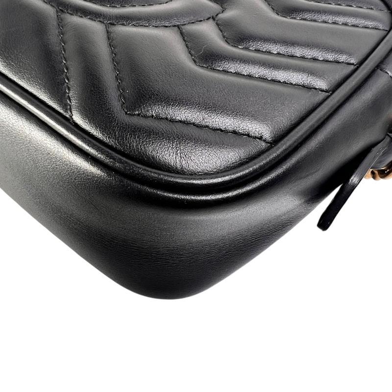 GUCCI グッチ GGマーモント レザー ショルダーバッグ 黒 A-13078の画像