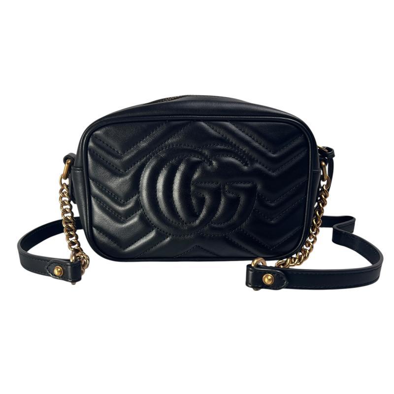 GUCCI グッチ GGマーモント レザー ショルダーバッグ 黒 A-13078の画像