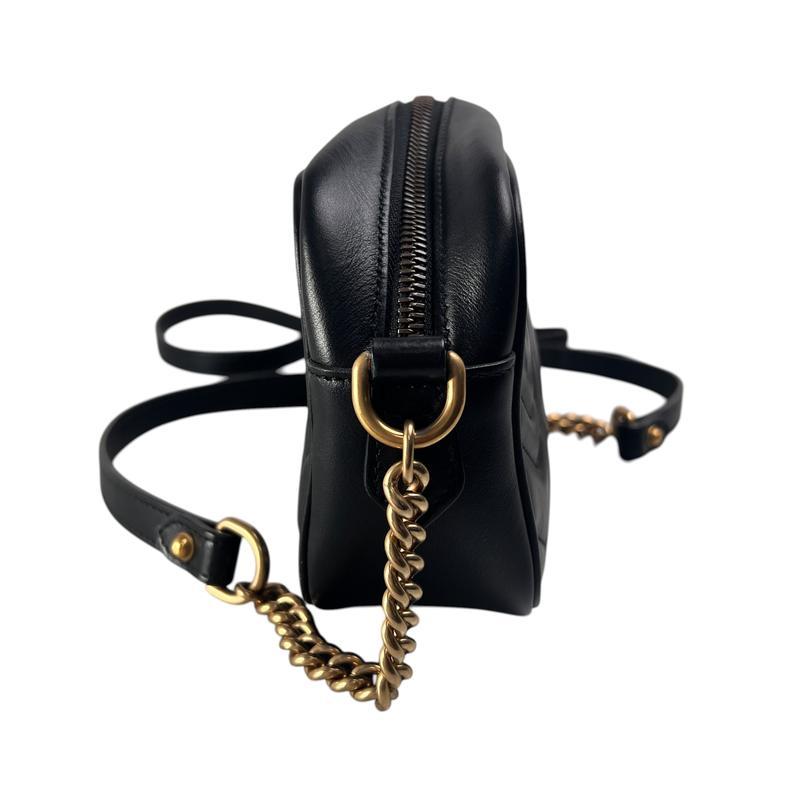GUCCI グッチ GGマーモント レザー ショルダーバッグ 黒 A-13078の画像