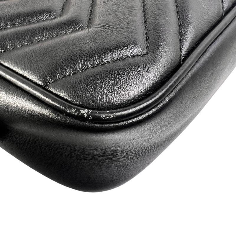 GUCCI グッチ GGマーモント レザー ショルダーバッグ 黒 A-13078の画像
