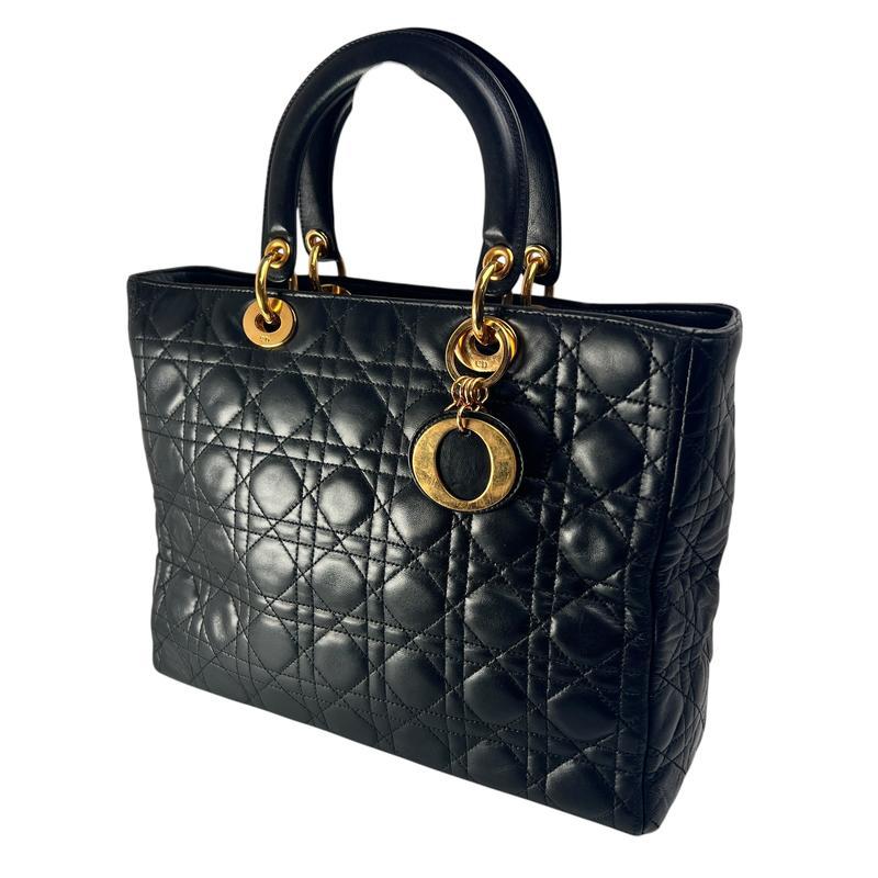 Dior  カナージュ ラムスキン ハンドバッグ ブラック A-13111の画像
