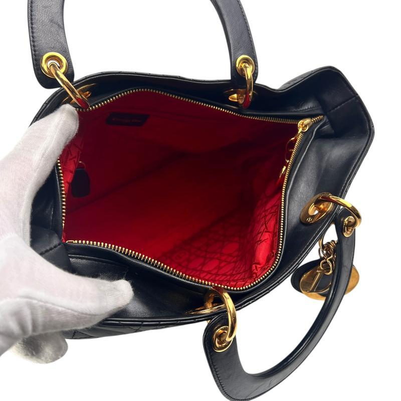 Dior  カナージュ ラムスキン ハンドバッグ ブラック A-13111の画像