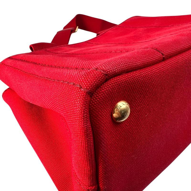 PRADA プラダ ２WAY キャンバス ショルダーバッグ 赤 A-13196の画像