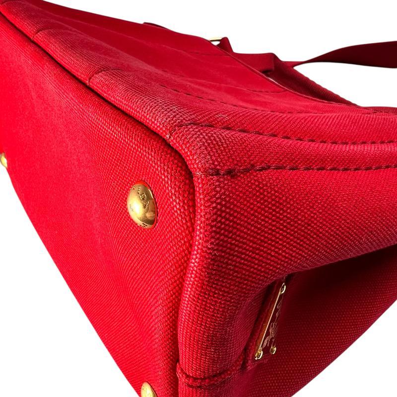 PRADA プラダ ２WAY キャンバス ショルダーバッグ 赤 A-13196の画像