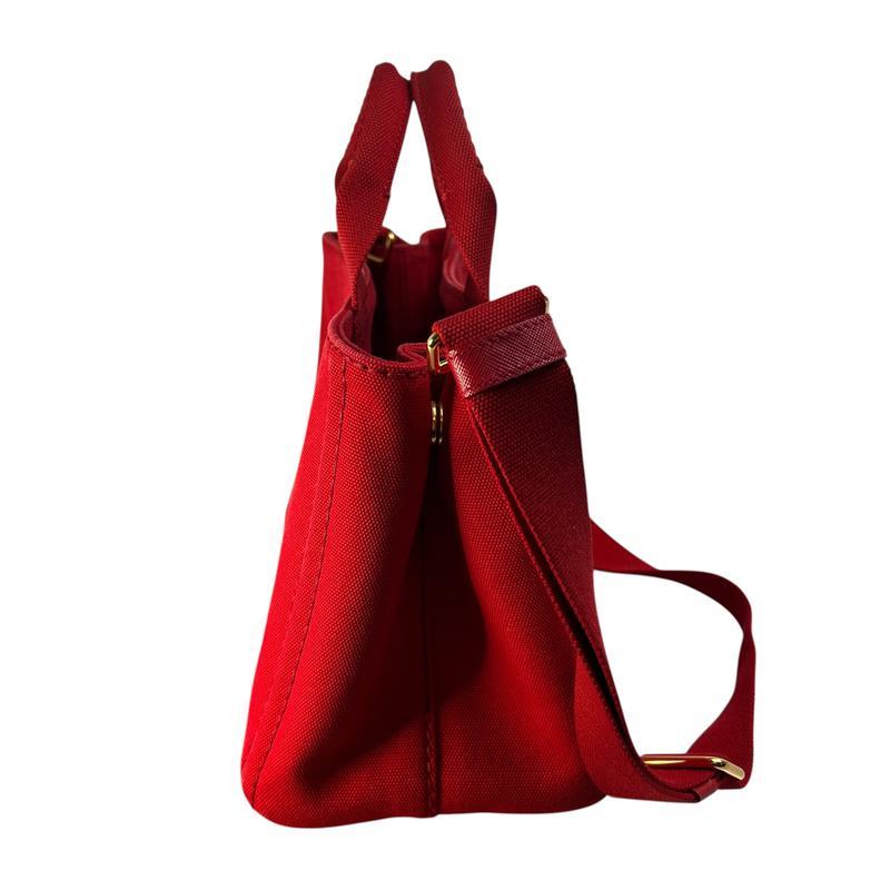 PRADA プラダ ２WAY キャンバス ショルダーバッグ 赤 A-13196の画像