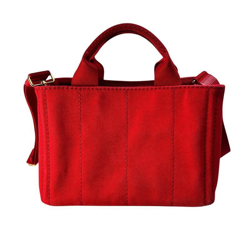 PRADA プラダ ２WAY キャンバス ショルダーバッグ 赤 A-13196の画像